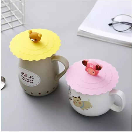 TUTUP GELAS SILIKON COVER CANGKIR SILICONE MUG KARAKTER LUCU MURAH / TUTUP GELAS DAN CANGKIR SILIKON KARAKTER TAHAN PANAS KEDAP UDARA