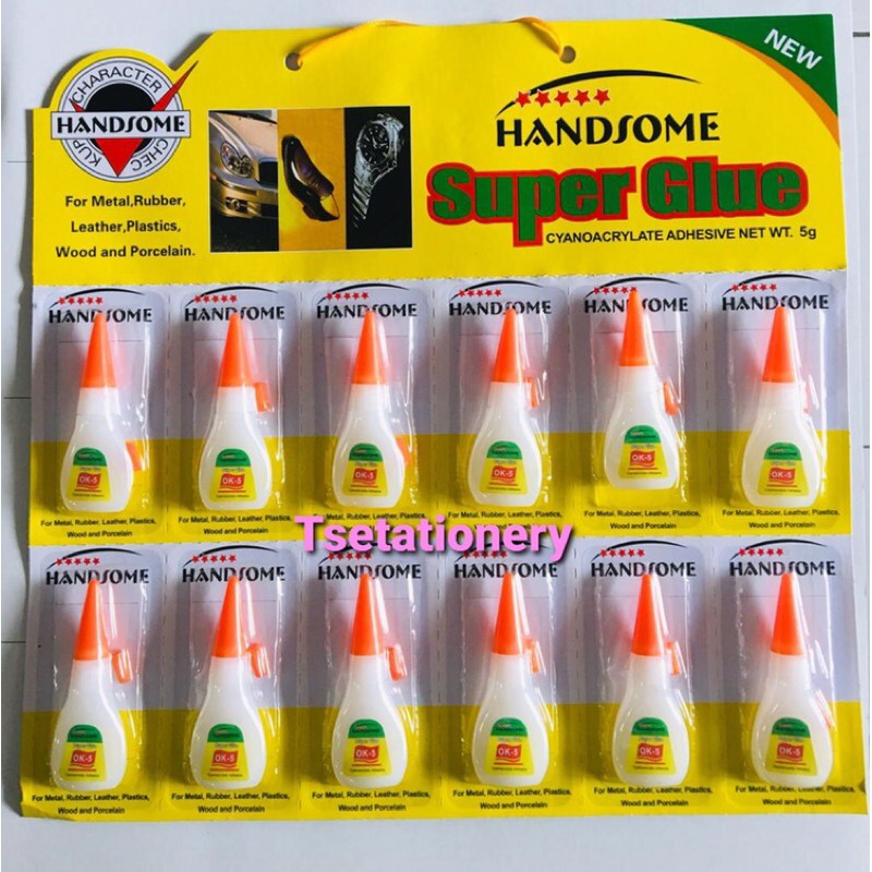 

12 PCS - LEM KOREA RENCENG BOTOL LEM SETAN SUPER GLUE ORIGINAL HANDSOME BOND 5gr