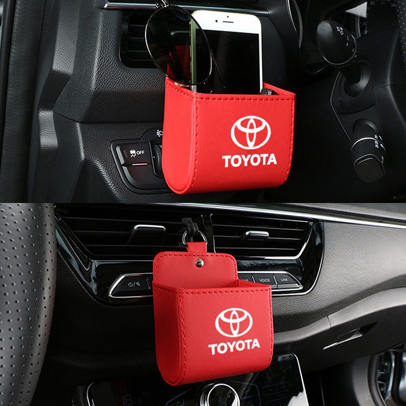 FORTUNER (G-CLUB) Tas Penyimpanan Handphone / Kunci / Kacamata Bahan Kulit Untuk Kisi Ac Mobil Toyota Vios / Rush Corolla / Camry / Avanza