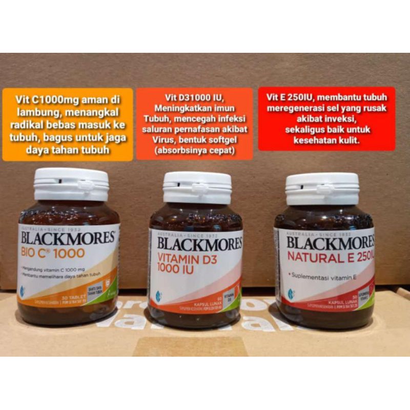 Blackmores Bio C1000 (30s) / Vitamin C 500 (60s) / Vitamin D3 1000IU (60s)