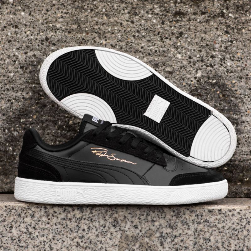 Sepatu Sneakers Ralph Sampson Black Logo Gold Sol White Original OEM