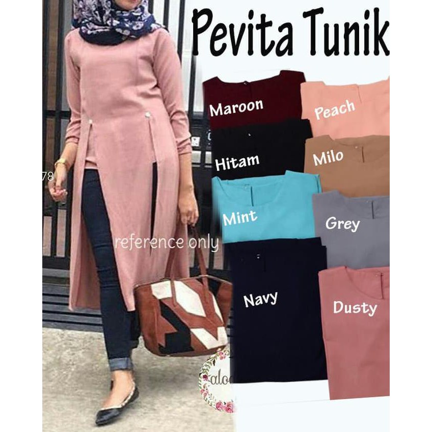 "New" Baju Atasan Pevita Wanita Tunik Baju Muslim Blus Muslim - Hitam