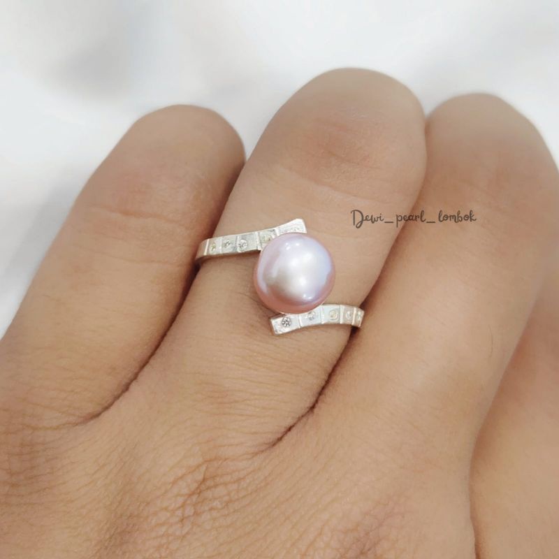 Cincin Perak asli mutiara tawar bersertifikat / perak 925 / perak murni / cincin wanita termurah / c