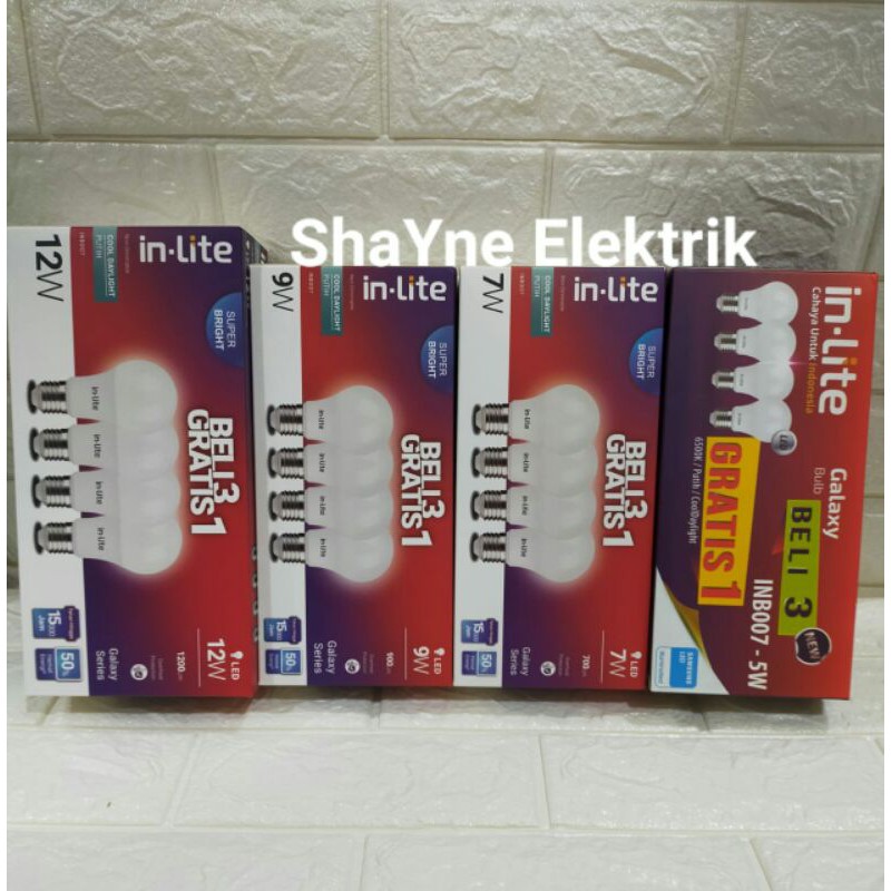 INLITE PAKET 3 GRATIS 1 -  LAMPU LED Bulb Bohlam 9W E27