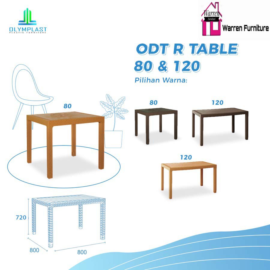 Olymplast Meja Makan Plastik Rattan / ODT Rattan