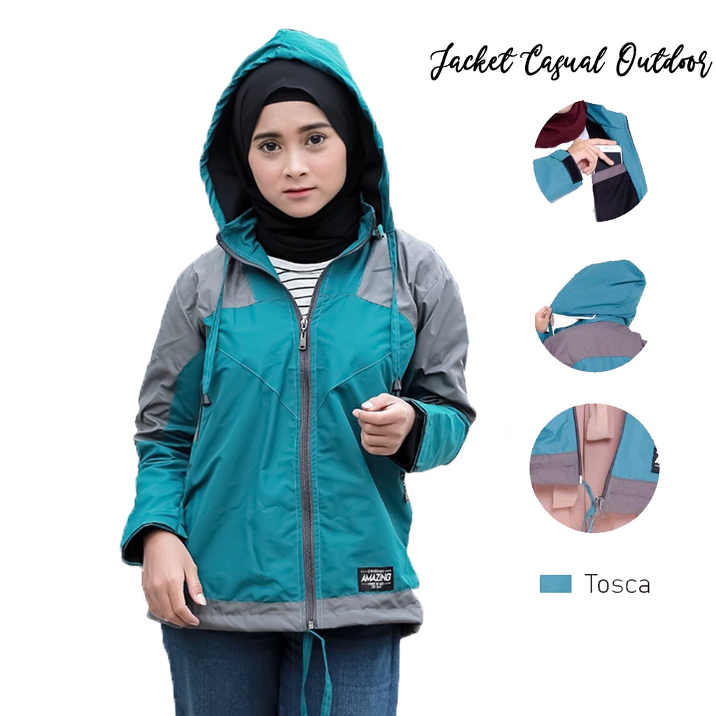 Justrue Jaket Gunung Wanita Waterproof Jaket Hiking Touring Adventure Kuning