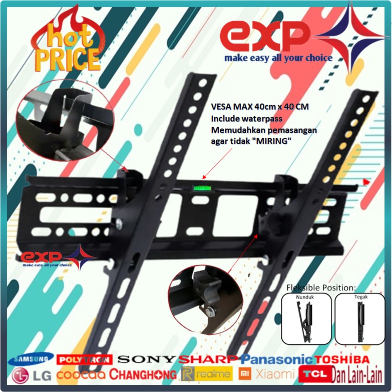 Garansi cocok!!! Bracket TV universal 42&quot; s/d 55&quot; Waterpas adjustable position-1