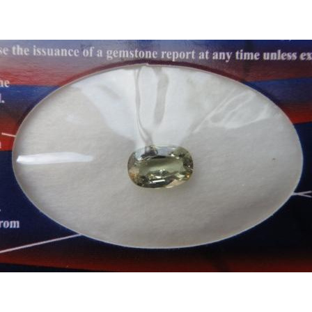 GHI Certified VVS Oval Unheated Untreated Natural Yellowish Green Chrysoberyl 1.87Ct CB001