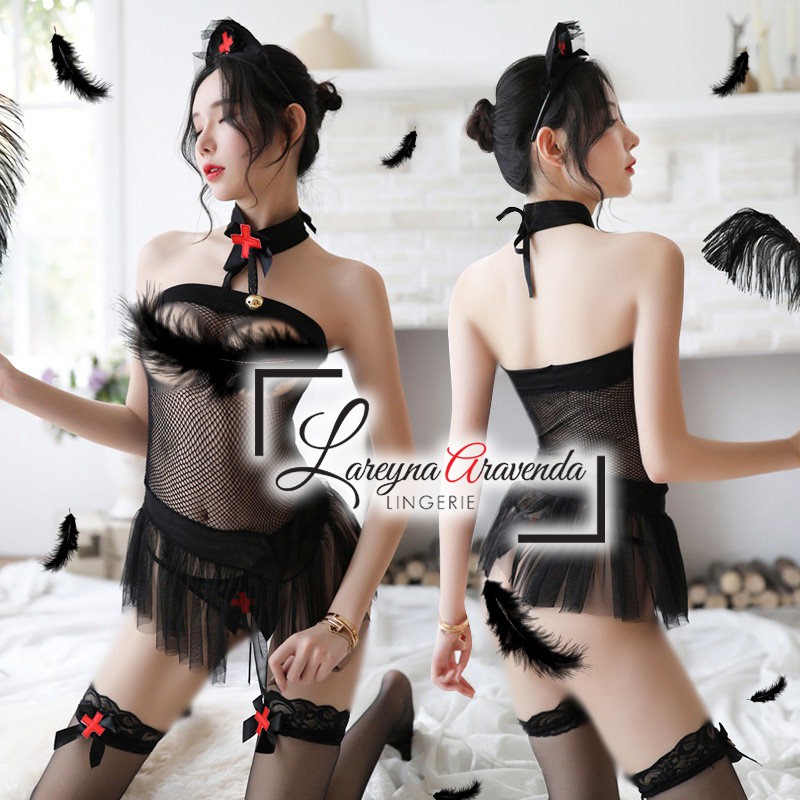 Lingerie Set Lingerie + CD + Bando + Stoking Model Costume Nurse Bodystoking LG331(M9I1) BISA COD Li