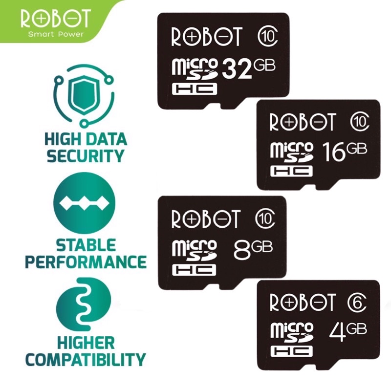 Micro SD ROBOT TF 4GB/8GB/16GB/32GB Memory Card  Kartu Memori HP Class 10 - Garansi ResmI 1 Tahun