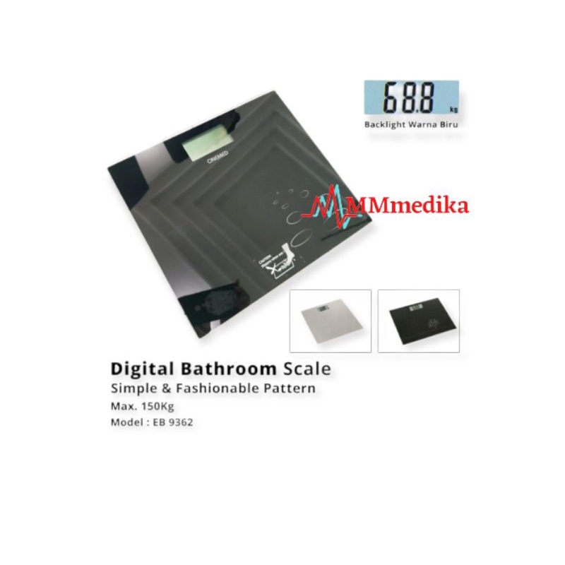 Timbangan Berat Badan Digital Onemed EB9362 Kaca Motif Bathroom Scale / Timbangan Badan Digital