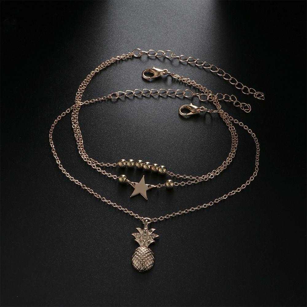 Gelang Kaki Rantai Manik-Manik Dengan Liontin Nanas Untuk Wanita