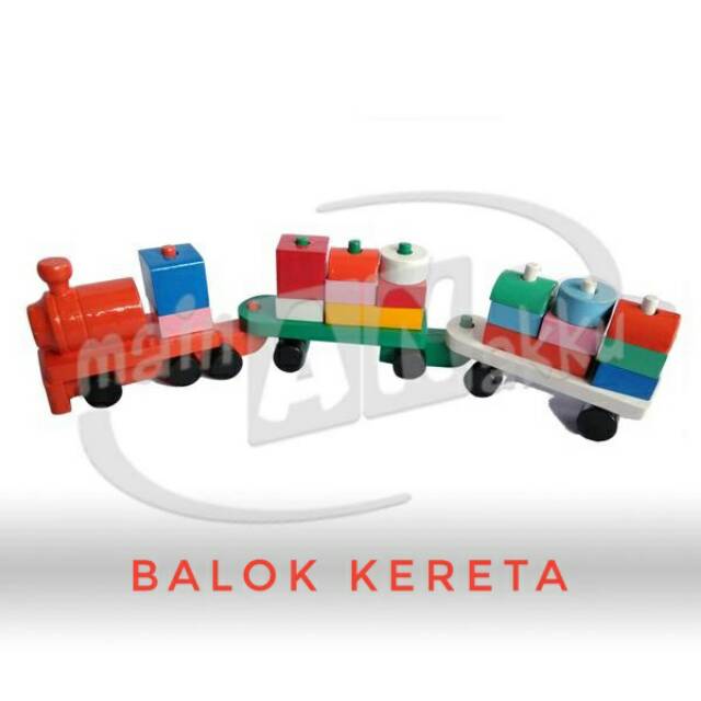 MAINAN ANAK - MAINAN KAYU MAINAN BALOK MAINAN EDUKASI BALOK KERETA