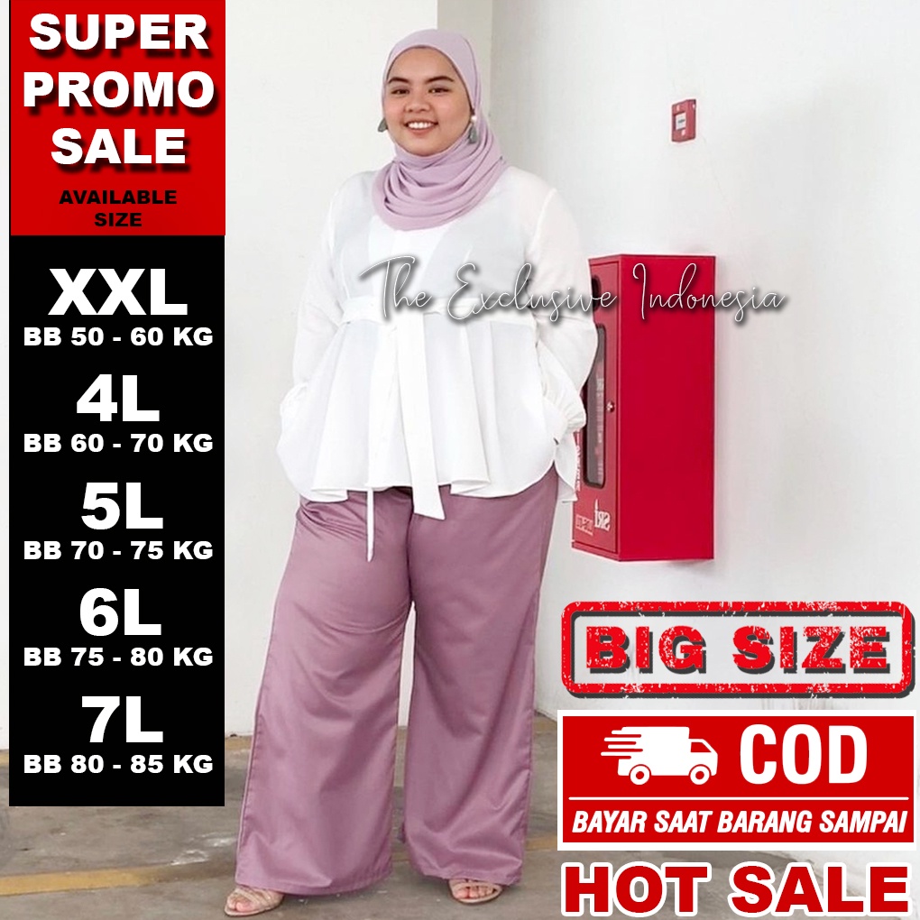 Kulot Loose Pants Jumbo BB 60 - 100 KG Celana Anti Begah The Exclusive Indonesia Celana Panjang Wanita Big Size Celana Kantor Wanita Jumbo