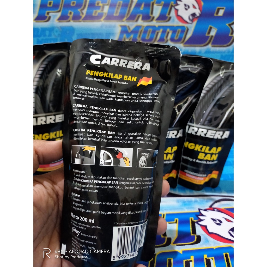 PEMBERSIH PENGHITAM PENGKILAP SEMIR BAN MOTOR MOBIL CARRERA 200ML