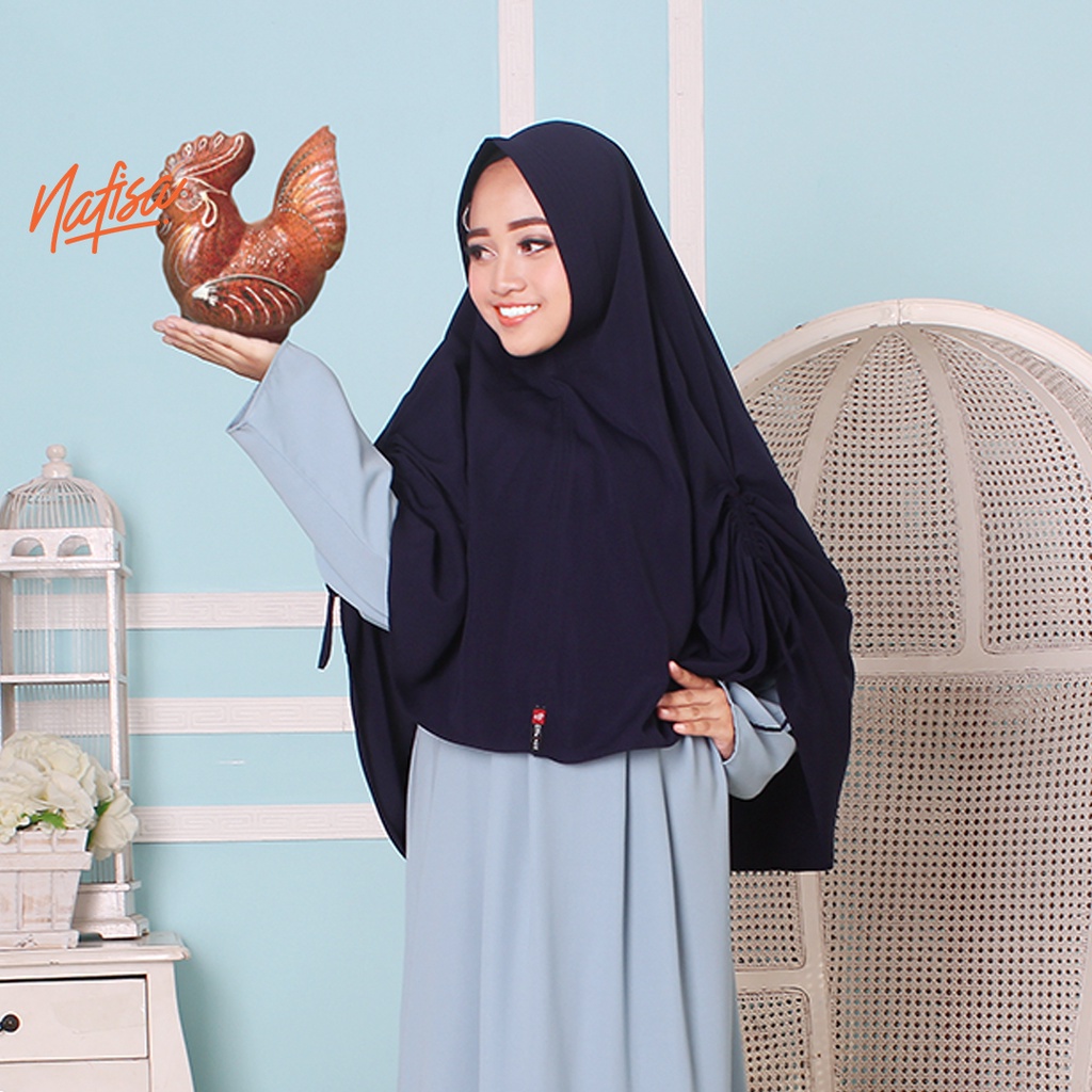 Hijab Nafisa Instan Fara - Jilbab Bergo Serut Samping - Bahan Wolfis - Hijab Instan Syari