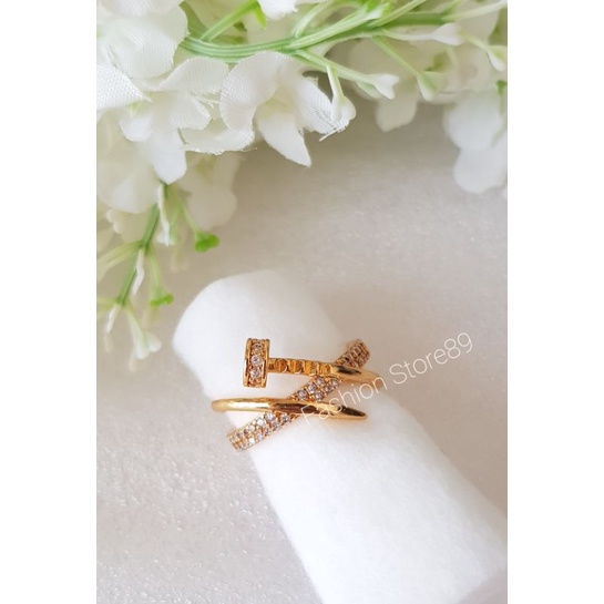 Cincin Replica Emas Paku motif Fashion perhiasan replica emas xuping import bestseller