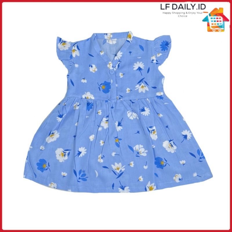 Baju Bayi Cewek 0 6 Bulan sd 1 Tahun | Baju Bayi Cewek Murah-Blue Flower Kiya