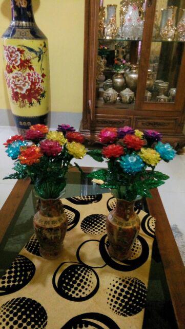 Bunga Akrilik Bunga Manik Bunga Kristal Mawar Per Tangkai