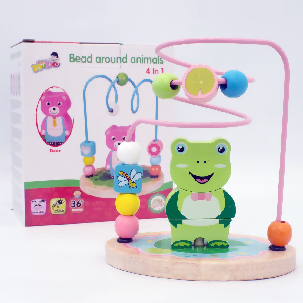 Spiral Round Bead Wooden Toys-Mainan Edukasi Round Beads