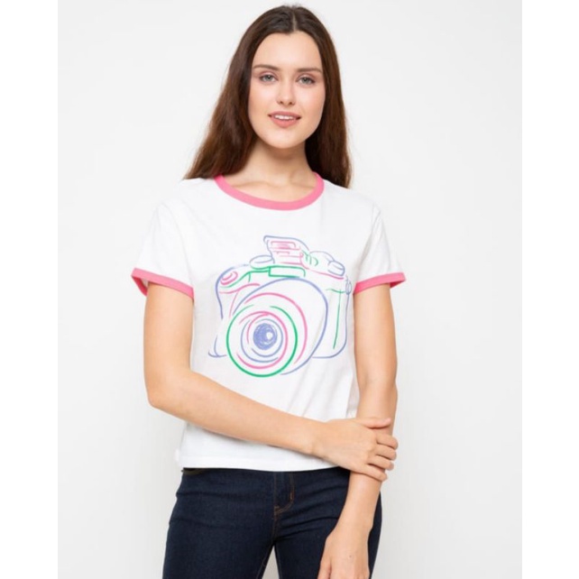 Kaos Nevada wanita camera Tshirt nevada by matahari - size L