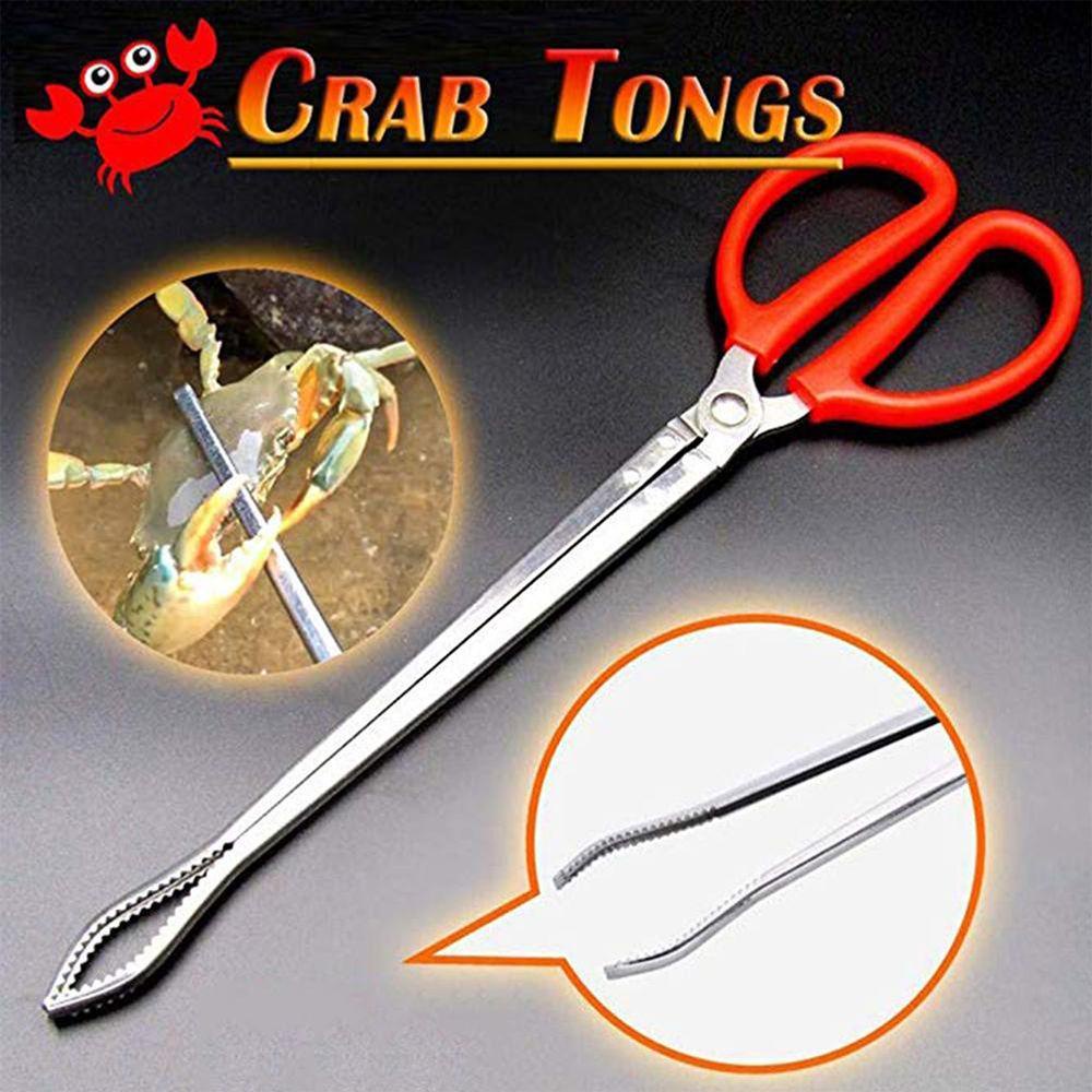 Solighter Tong Stainless Steel Penjepit Kepiting Gigi Anti slip Alat Tangkap Memancing Hand Tools Catch Clamp