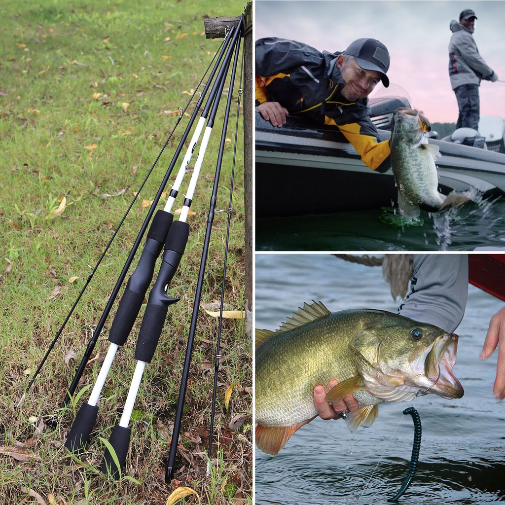 Joran Pancing 3 Bagian Spinning / Casting Fishing Rod Dengan EVA Handle Dan Carbon Body Untuk Air Tawar Joran Pancing