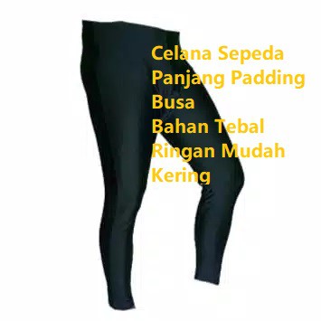 Celana Sepeda Panjang Ketat Padding Busa Hitam Polos Celana Jersey Sepeda MTB Balap