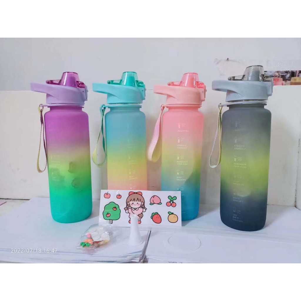 BOTOL MINUM 1.1L GRADASI PELANGI / BOTOL MINUM 1100ML VIRAL FREE BUBBLE FBL