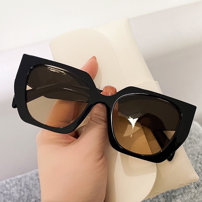 Personality Contrast Sunglasses Women Fashion Diamond Legs Oversized Square Frame