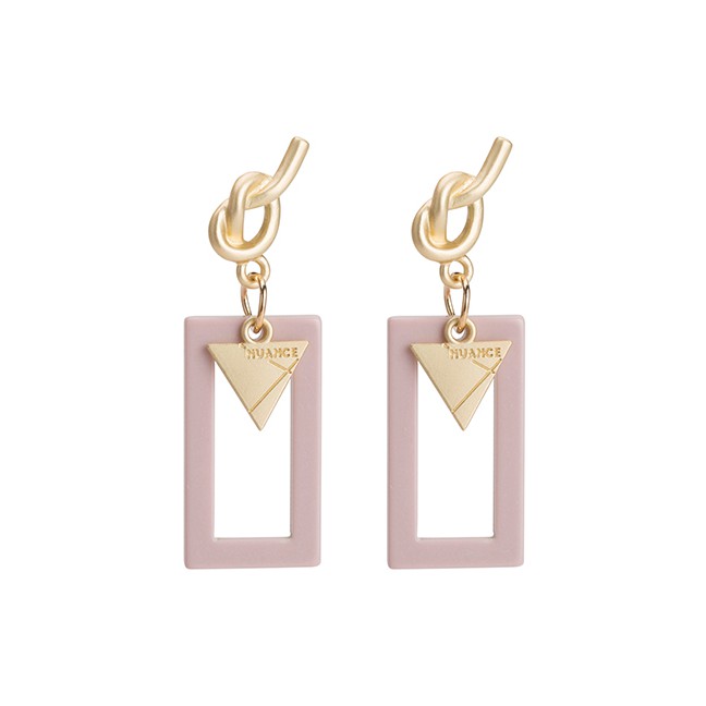 LRC Anting Tusuk Fashion Square Plate Geometric Earrings Alloy Knotted F33XXX