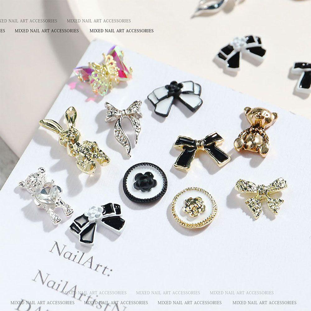 R-flower 1tas Dekorasi Nail Art Rantai Busur Logam Alloy Butterfly