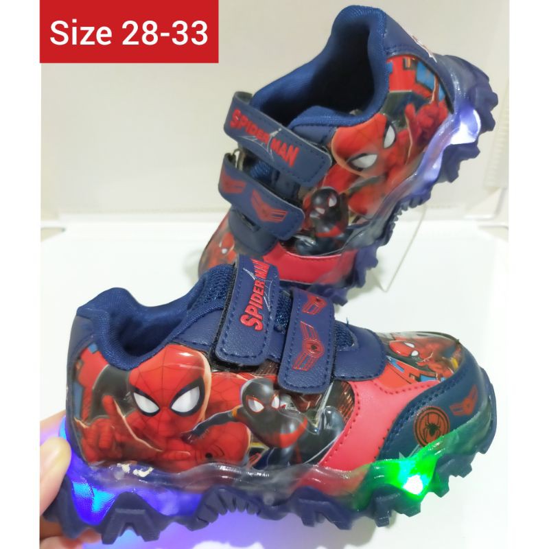 sepatu Spiderman anak led lampu import