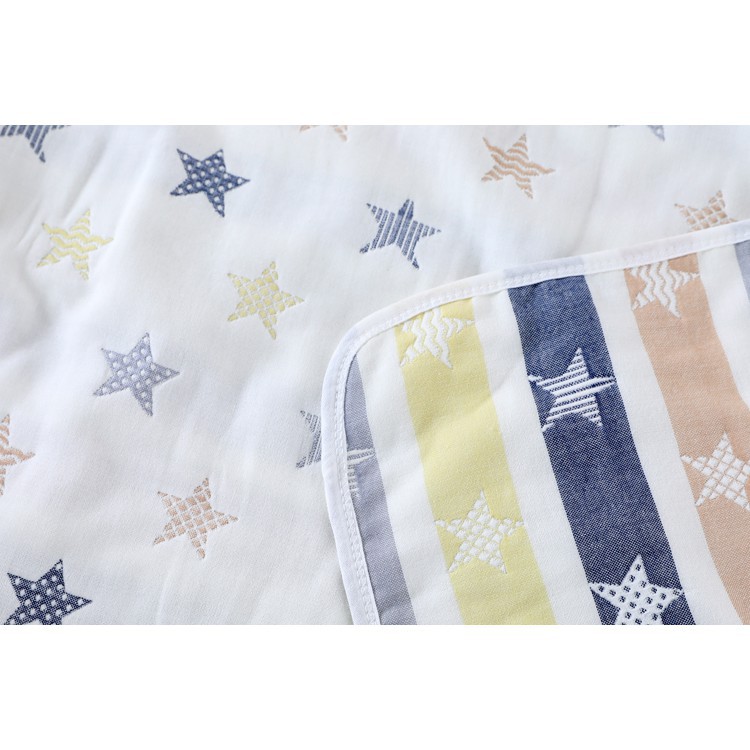 Ecobaby Baby Blanket Selimut Topi 90*90cm Cotton Muslin Motif Bintang EMB1607