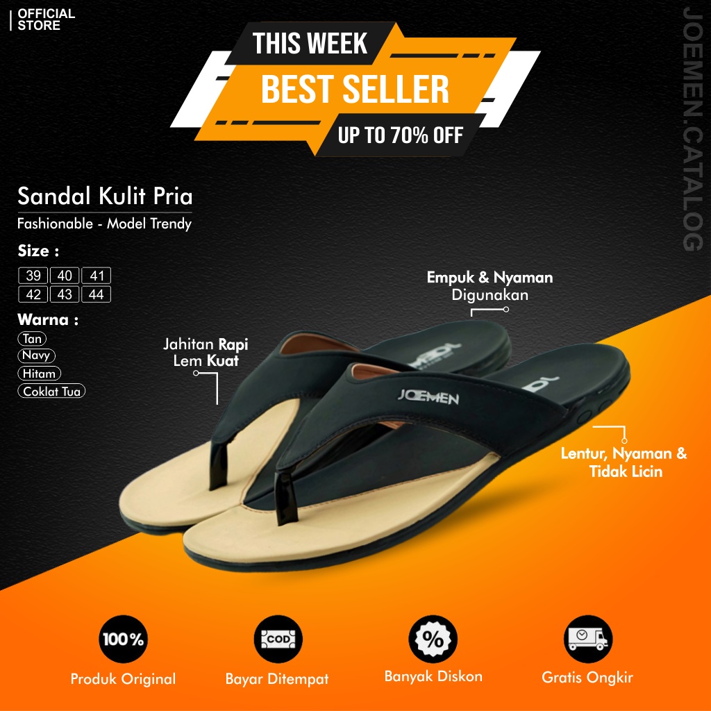 Joemen Sandal Laki Laki Remaja Kekinian S 22 | Sendal Distro Pria Original | Sendal Kekinian