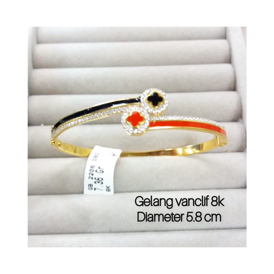 Gelang emas asli bangle fashion kadar 375/8karat model vancleef murah