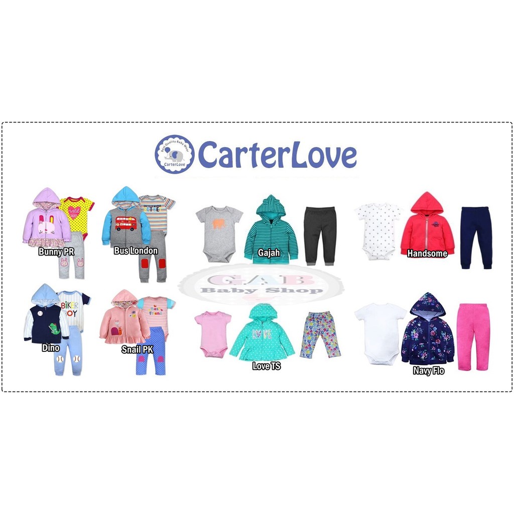 CUCI GUDANG ! Set Jaket Bayi 3in1 Laki Perempuan Carter Love