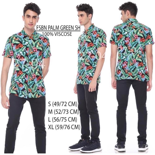 Kemeja pria motif palm (hawaii) branded FSBN original