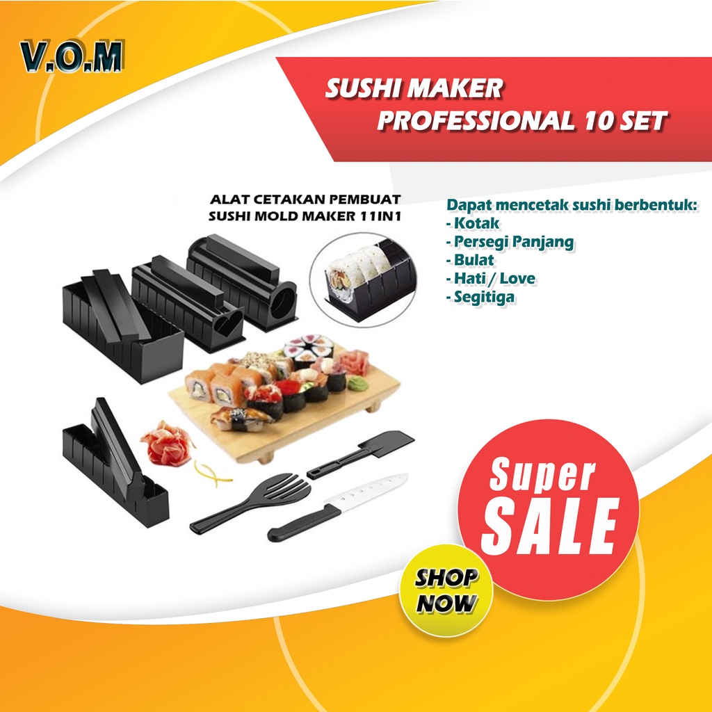 VOM-SUSHI MAKER PROFESSIONAL 10 SET / CETAKAN SUSHI LENGKAP 0349