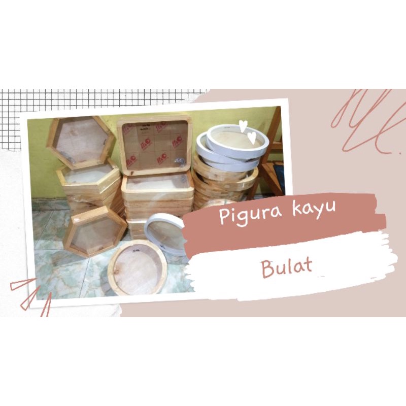 pigura bulat 3D / pigura rustic bulat / pigura bulat kayu