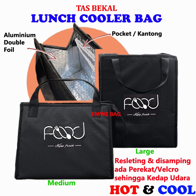 FOOD Tas Lunch Tote Bag Food Box Foil Lunch Box Tas Bekal makan siang Cooler bag makanan tas multi-tujuan