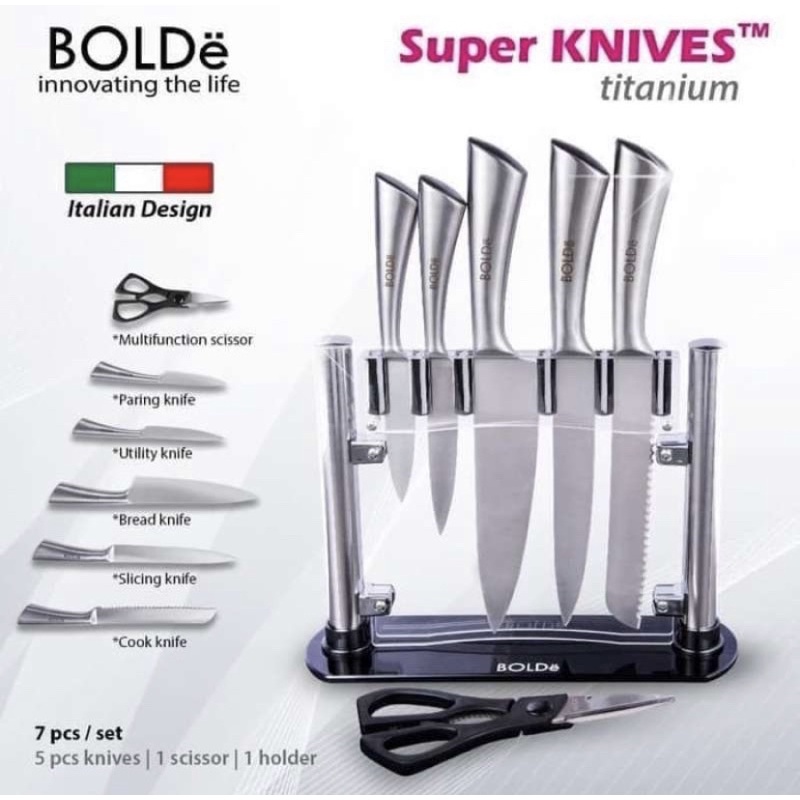 BOLDE SUPER KNIVES TITANIUM 7 PCS SET [ORIGINAL] - TITANIUM SILVER