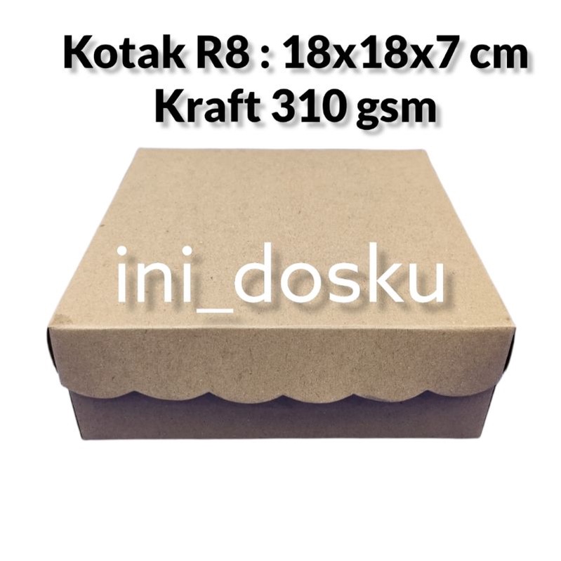 

KOTAK KUE / DOS NASI / HAMPERS/ KARDUS R8 BAHAN KRAFT 310 gsm.