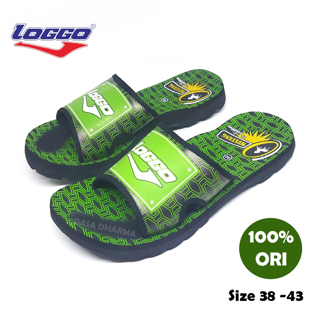 Sandal Loggo Pria Anak Slide Slop Original Hijau Ukuran 38 - 43