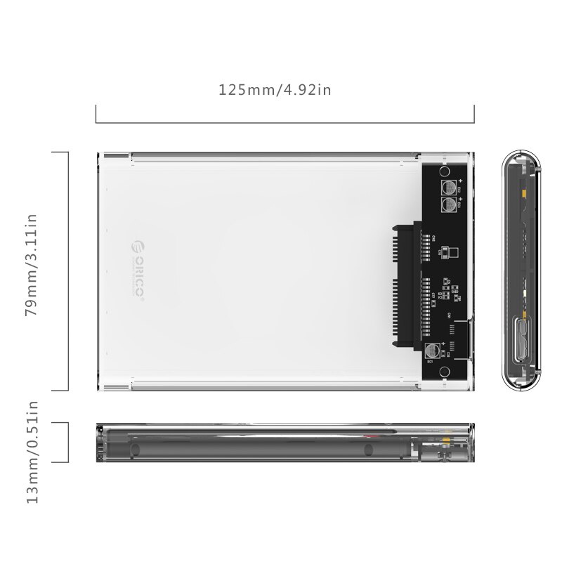 Orico Case Kotak Hardisk HDD SSD 2.5 Inchi Sata Ke USB 3.0 Transparan