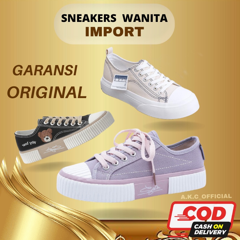 AKC00SW301A Sepatu sneakers wanita import korea ori empuk dan nyaman sneaker canvas airwalk cewek oo