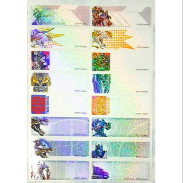

Label nama anti air stiker waterproof Transformers Glitter Ori