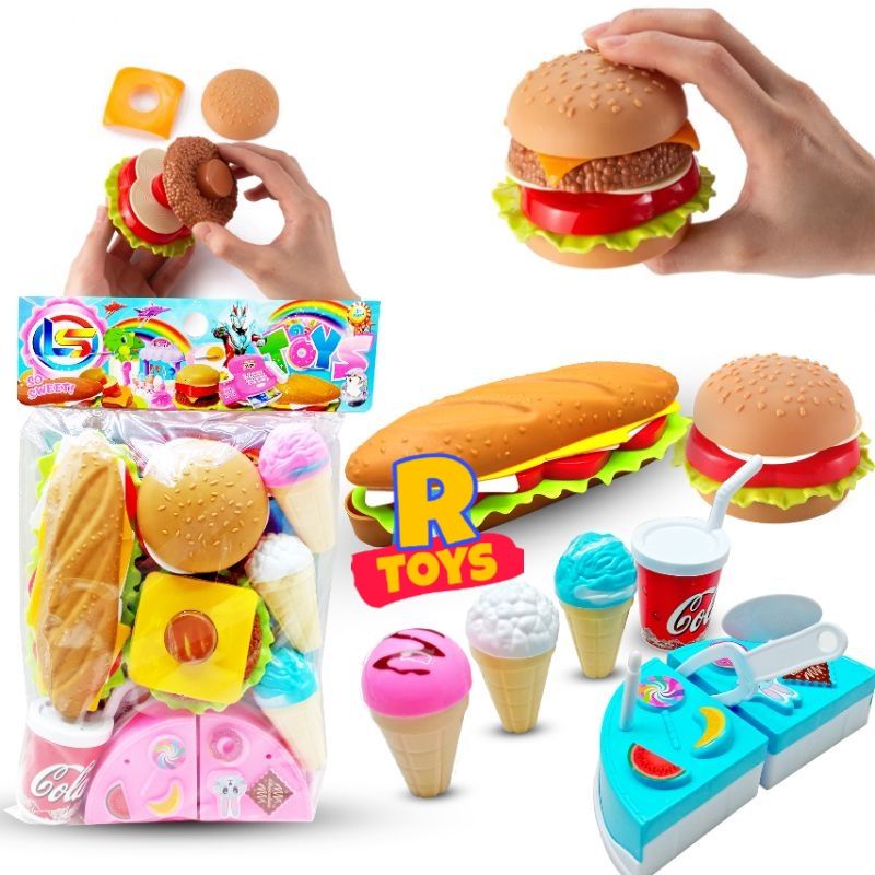Jual Mainan Kue Ulang Tahun Potong Kue Ulang Tahun Ice Cream Dan Burger