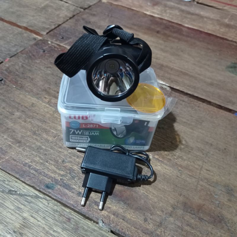 senter kepala/ headlamp merk luby 7 watt