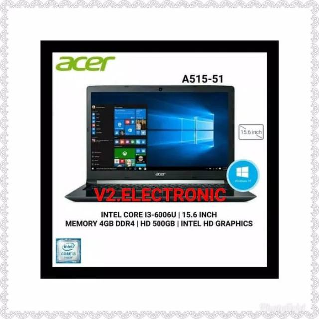 Laptop Acer A515-51 Intel Core i3-6006U | RAM 4GB | HDD 500GB | Windows 10